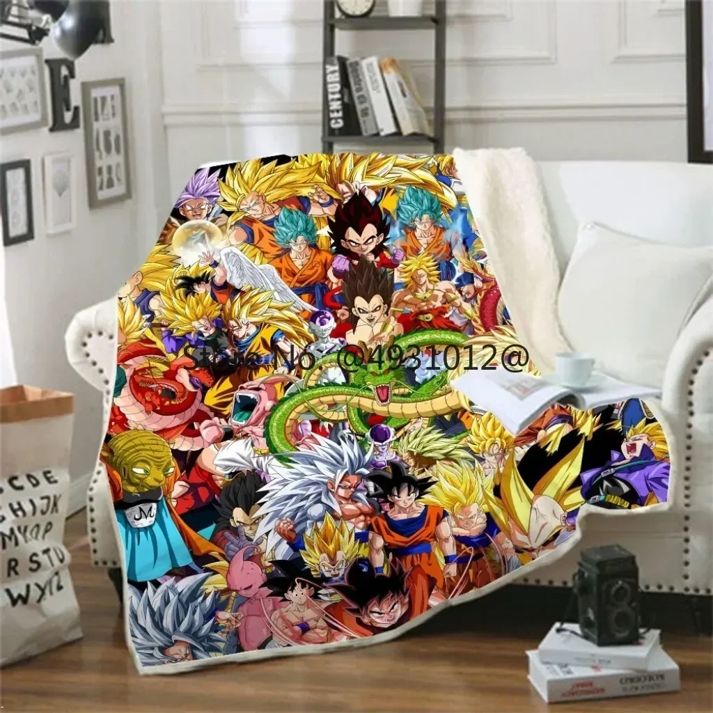 Super Vegeta Dragon Ball Animation Shenron Nap Blanket 3D Digital Printed Bedroom Sofa Soft Comfortable Flannel Sherpa Blankets