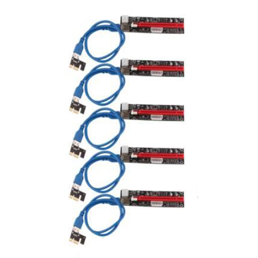 

5PCS 3In1 PCI-E Riser VER103C Express 1X 4X 8X 16X Extender PCI E USB Riser Adapter Card SATA 15Pin for BTC Mining