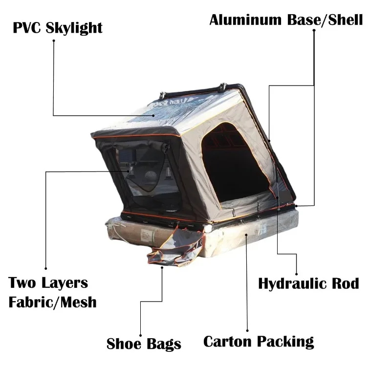 Waterproof Aluminum Alloy Triangle Car Roof Top Tent for SUV Off-Road Hard Shell Double Layer Quick Automatic Opening for