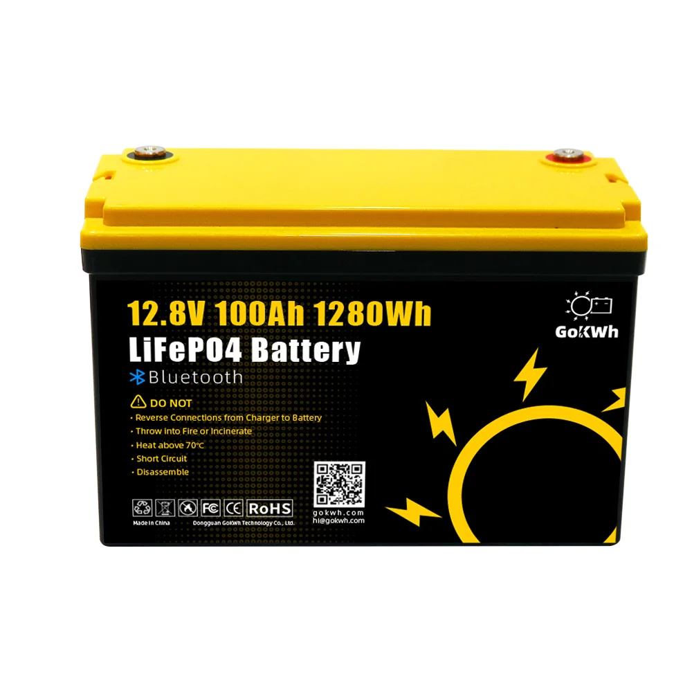 12V 100AHwith BT LiFePO4 Battery Pack Built-in Lithium Iron Phosphate Cells For Replacing Most of Backup Power Home Energy