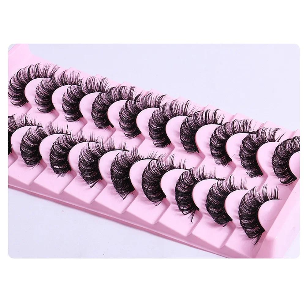 10 Pairs Russian Strip Lashes DD Curl False Eyelashes Fluffy Wispy Fake Lashes Pack