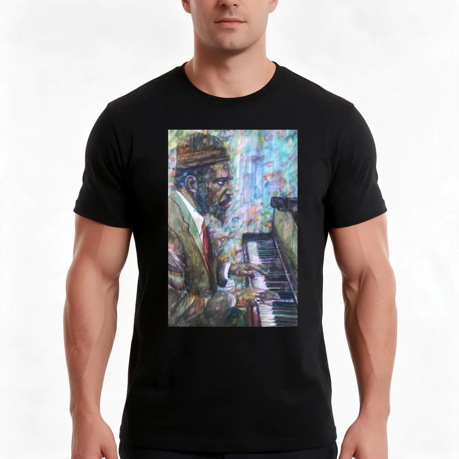 THELONIUS MONK watercolor portrait T-Shirt Summer Casual Cotton Tee Oversized Streetwear Tops Vintage Graphic Print