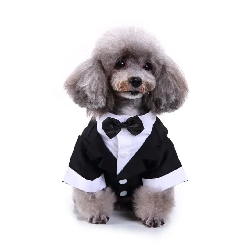 

Halloween Gentleman Pet Suit Formal Dog Wedding Outfit Elegant Tuxedo Bow Tie French Bulldog Costume Dog Clothes