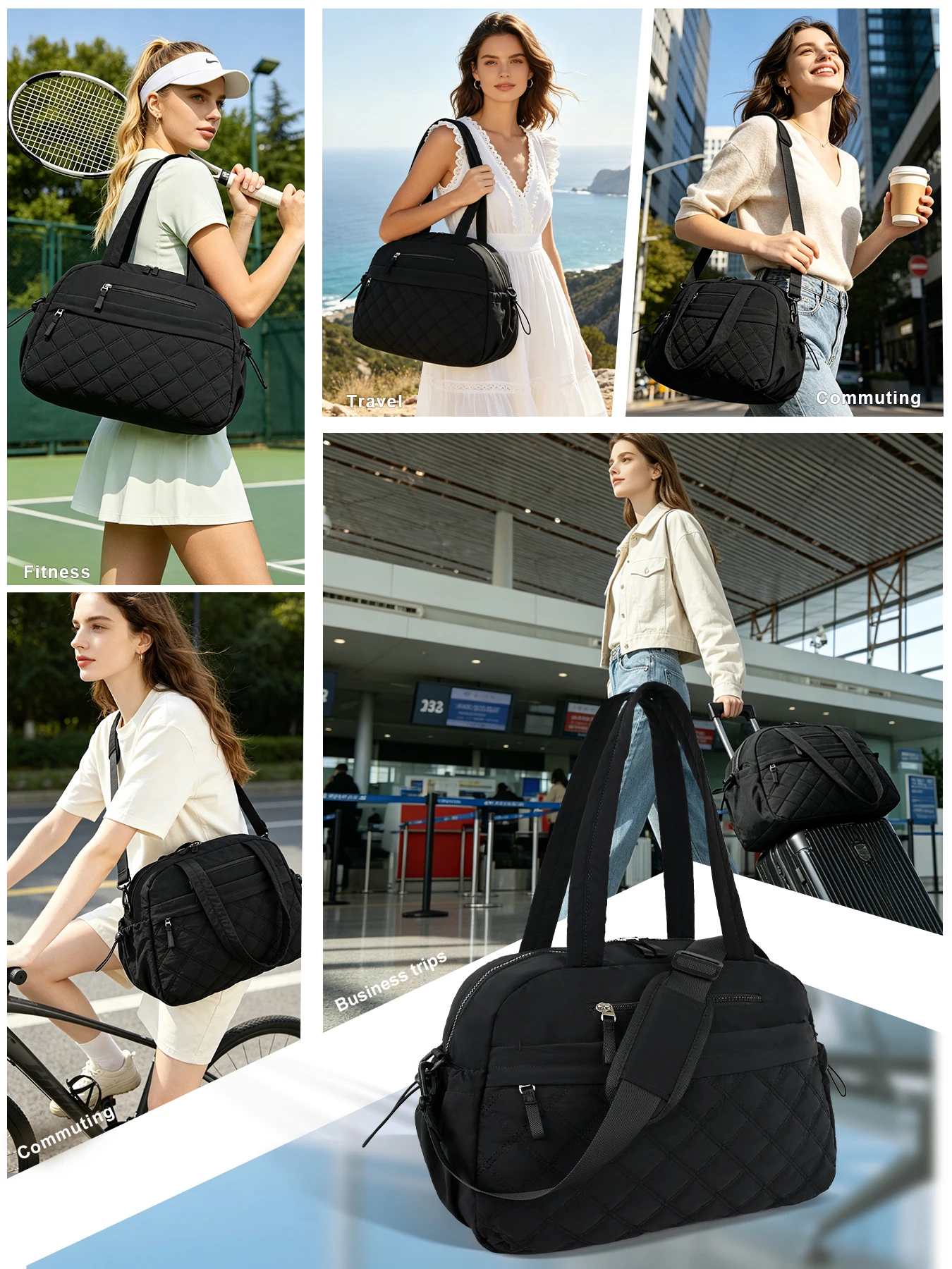 30L Reisetasche in Handgepäckgröße, Sporttasche, Sportnutzung, separates Nassfach, weiches Material mit Schultergurt – Detail 8