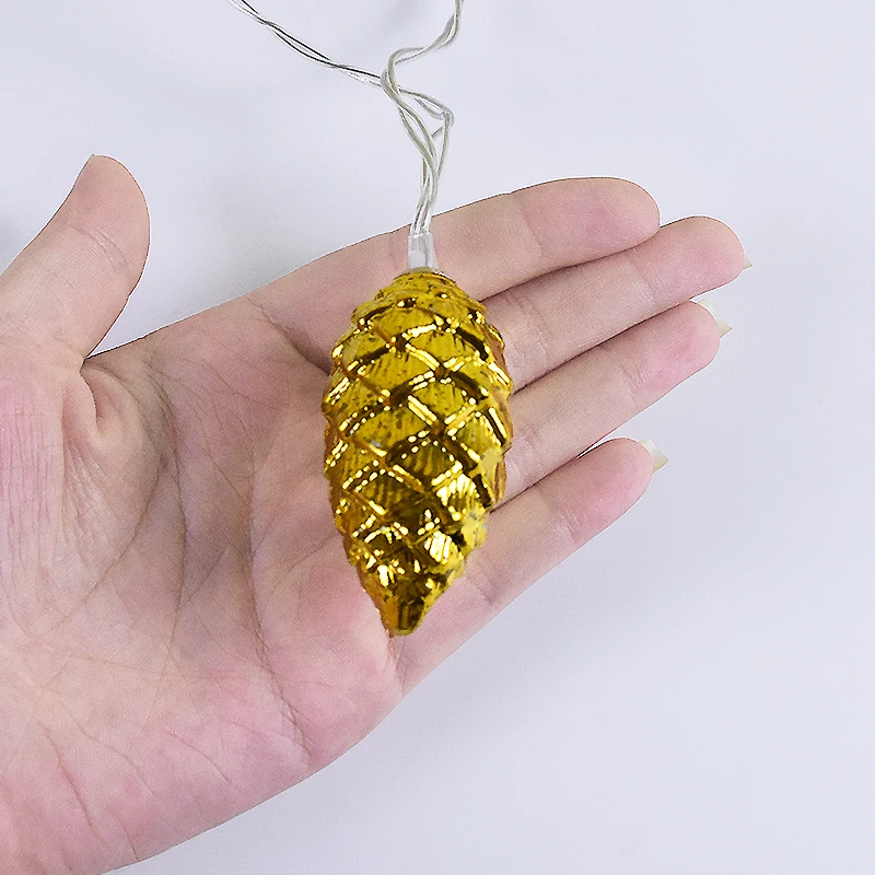 Christmas Led Pine Cone String Lights Gold Silver Xmas Tree Light Ornament Living Room Wedding Decoration Navidad New Year Decor