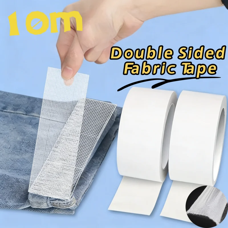 

10m Double Sided Sticky Fabric Tape No Sew No Iron Invisible Hem Tape Super Sticky Adhesive Tape For Trousers Clothes DIY Sewing