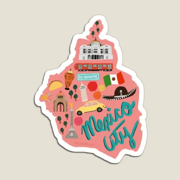 Mexico City  Magnet Stickers  for Fridge Organizer Cute Children Colorful Toy Baby Home Funny Kids Holder Magnetic Decor