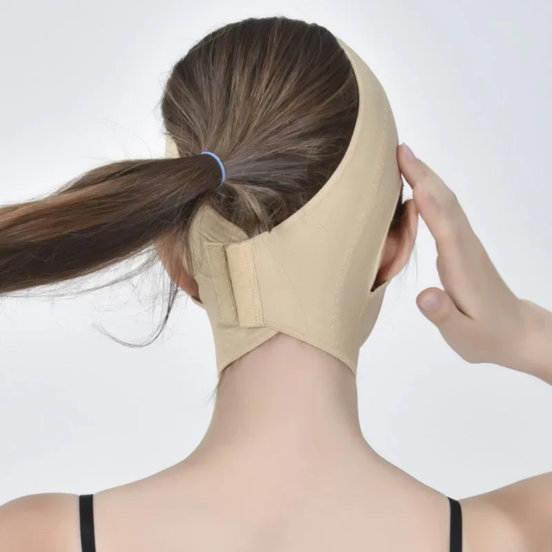 Bandaż Wyszczuplający Twarz V Shape Wysoka Elastyczność Boczne Otwarcie Uszu Daleka Podczerwień Nano 3D Podwójny Lifting Oddychający Pas do Twarzy