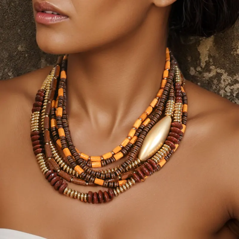 

Fashion Exaggerated Statement Multi-layered Necklace Women Girl Wedding Party Jewelry