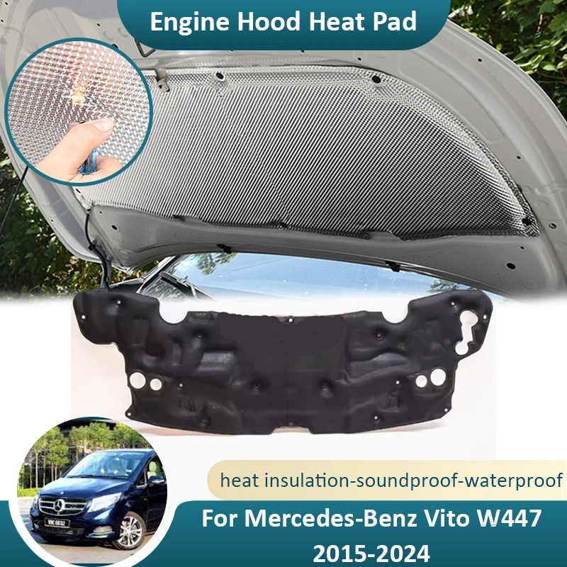 For Mercedes Benz Vito W447 2015 2016 2017 2018 2019 2020 2021 2022 2023 2024 Front Hood Engine Sound Soundproof Insulation Car