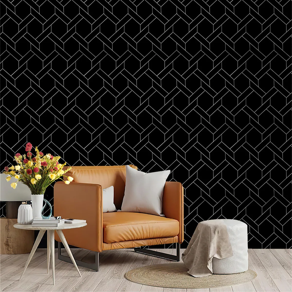 

Черная контактная бумага с геометрическим рисунком, съемные обои, самоклеящаяся пленка для декора стен гостиной, спальни