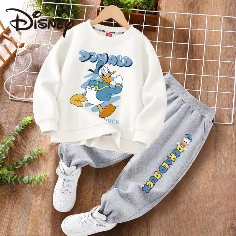 Autumn Baby Girl Boy Clothes Set Children Disney Donald Duck Printing Sweatshirt Top and Pants Bottom 2Piece Suit Kid Tracksuit
