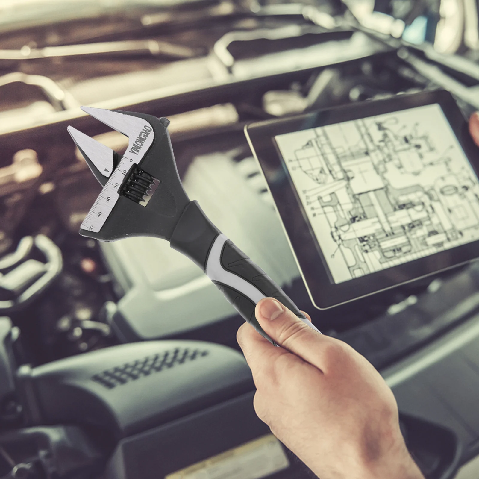 

1Pcs Adjustable Wrench Basin Wrench Tool for Faucet Valve Shower Nozzle Repair Movable Monkey Spanner with Wide Angle Grip