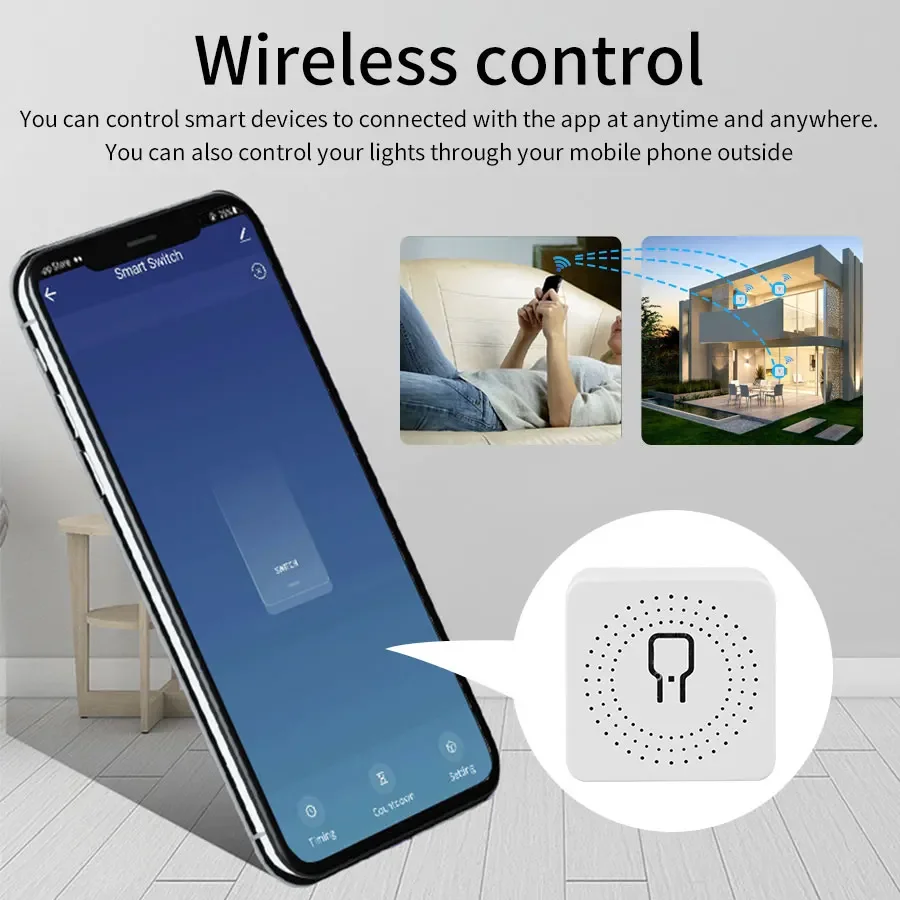 16A 20A Mini Wifi Smart Switch 2 Way Control Breaker Module Smart Home Cozylife APP Remote Control Works with Alexa Google Home