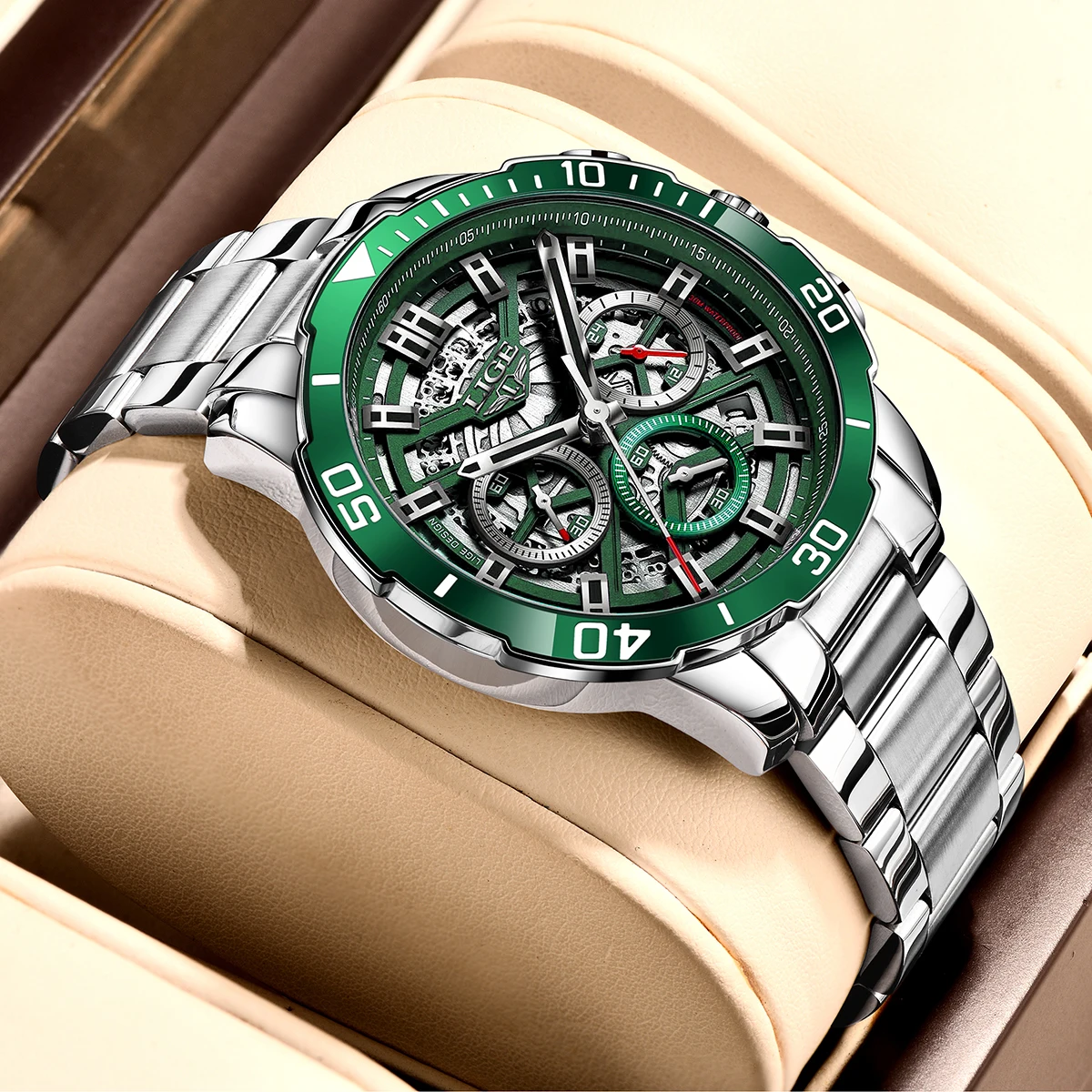 Lige nova moda oco relógio para homens marca superior de luxo relógio de negócios masculino militar esportes à prova dwaterproof água relógios de pulso de quartzo