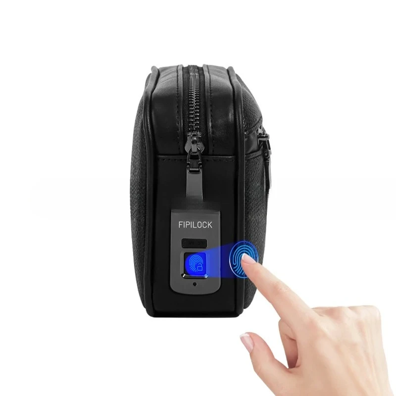 

Genuine Leather Fingerprint Lock Men Bag Anti Theft Genuine Leather Wallet Cow Hide Business Clutch Handbag