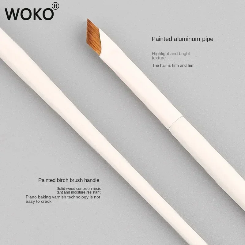 แปรงอายไลเนอร์แบบอัพเกรด แปรงเขียนคิ้วแบบแบน ปลายเรียวบางพิเศษ แปรงแต่งหน้าใต้ตา แปรงสำหรับงานละเอียด สีขาว