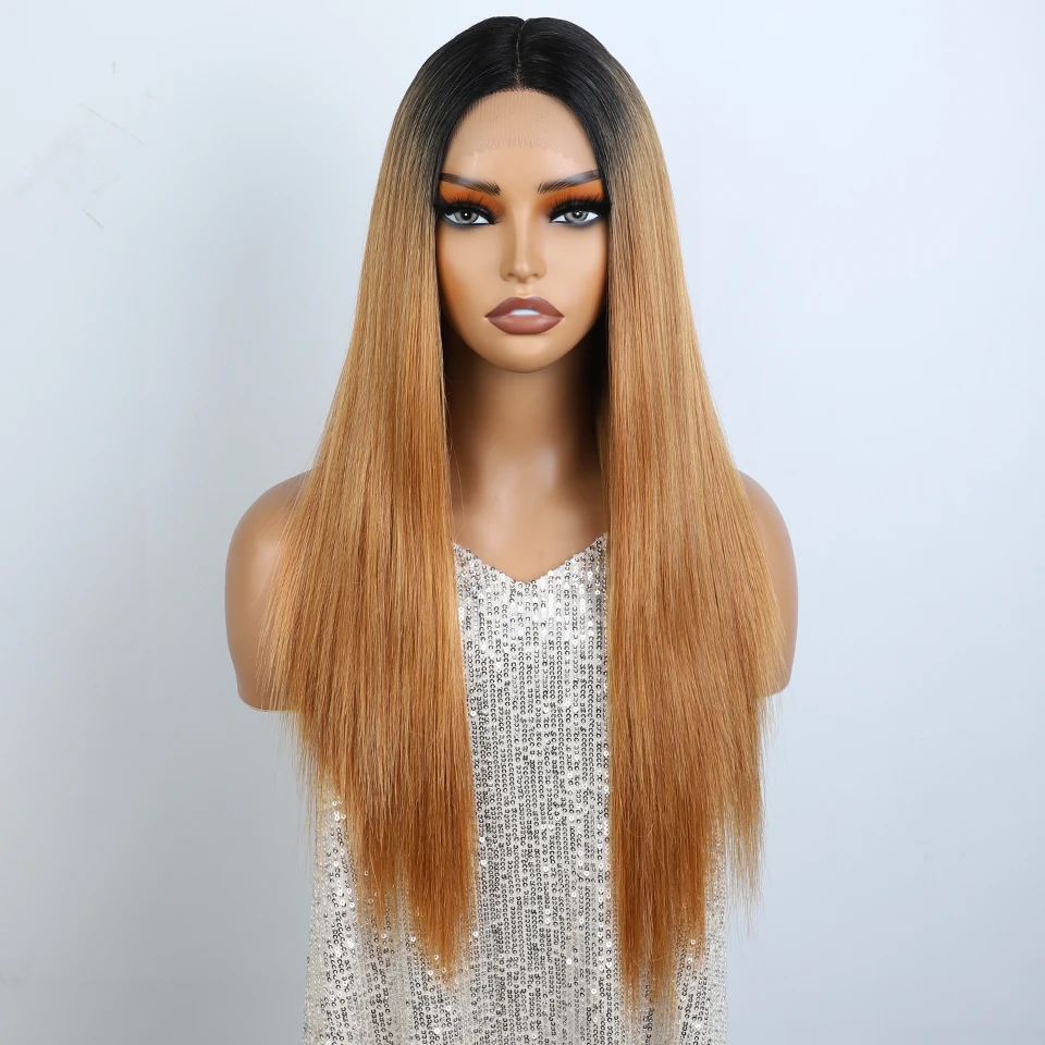 Sleek 22 Inch Brown Ombre Colored Human Hair Wigs For Women 13X6X1 Lace Front Wigs Pink Colored Real Lace Ready To Wear Wigs