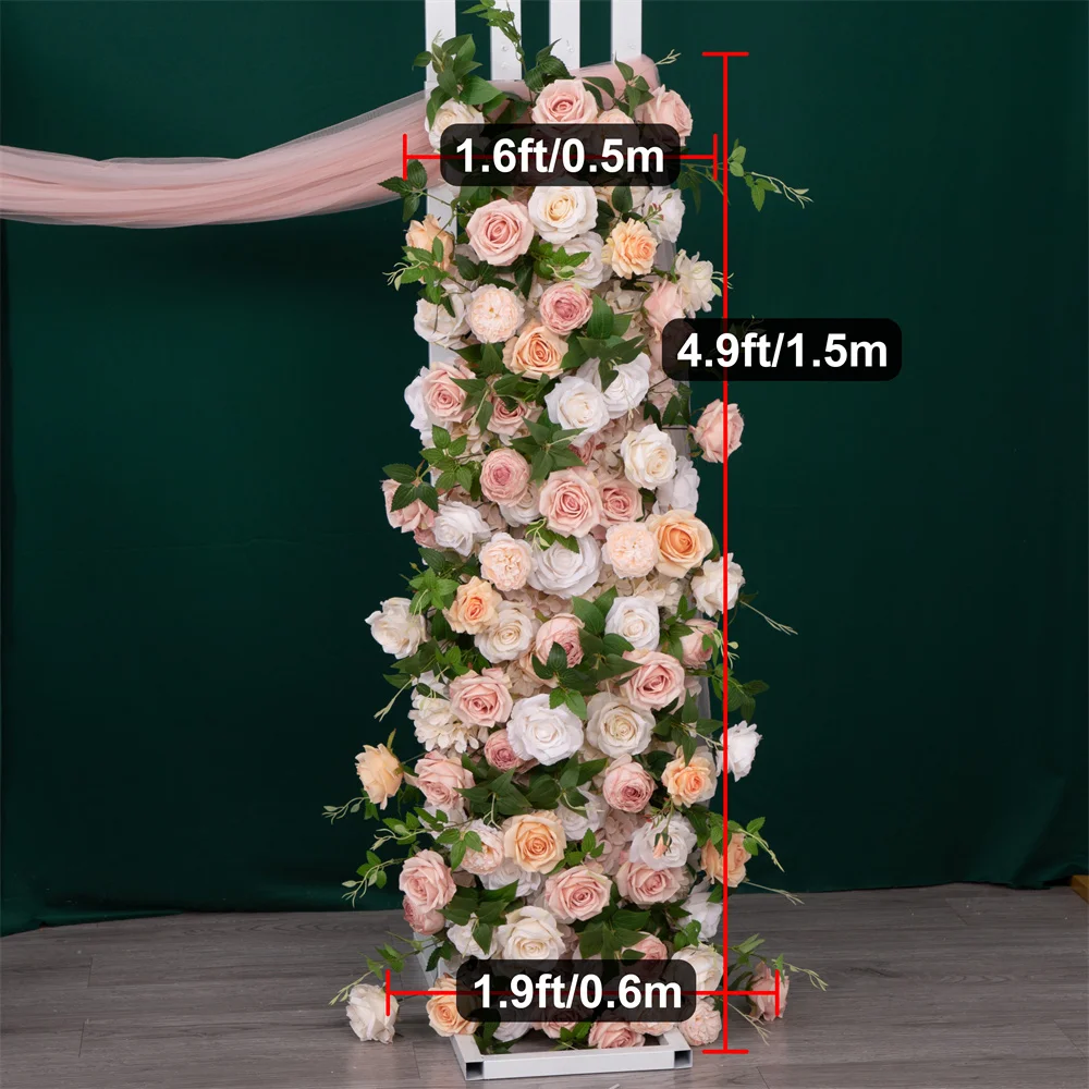 

Customized Floral Runner Luxury Style Pink White Rose Peony Artificial Flower for Wedding Event Backdrop Props Table Decor