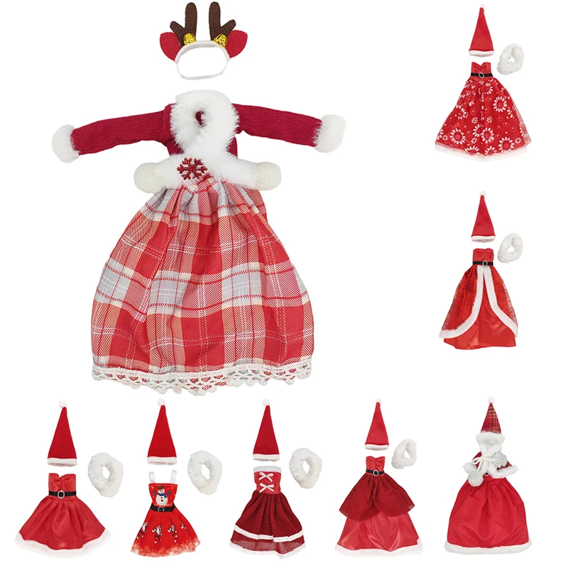 Fashion Christmas Dress Coat Hats Top Pants for 11 inch 30cm Doll Accessories Doll Clothes