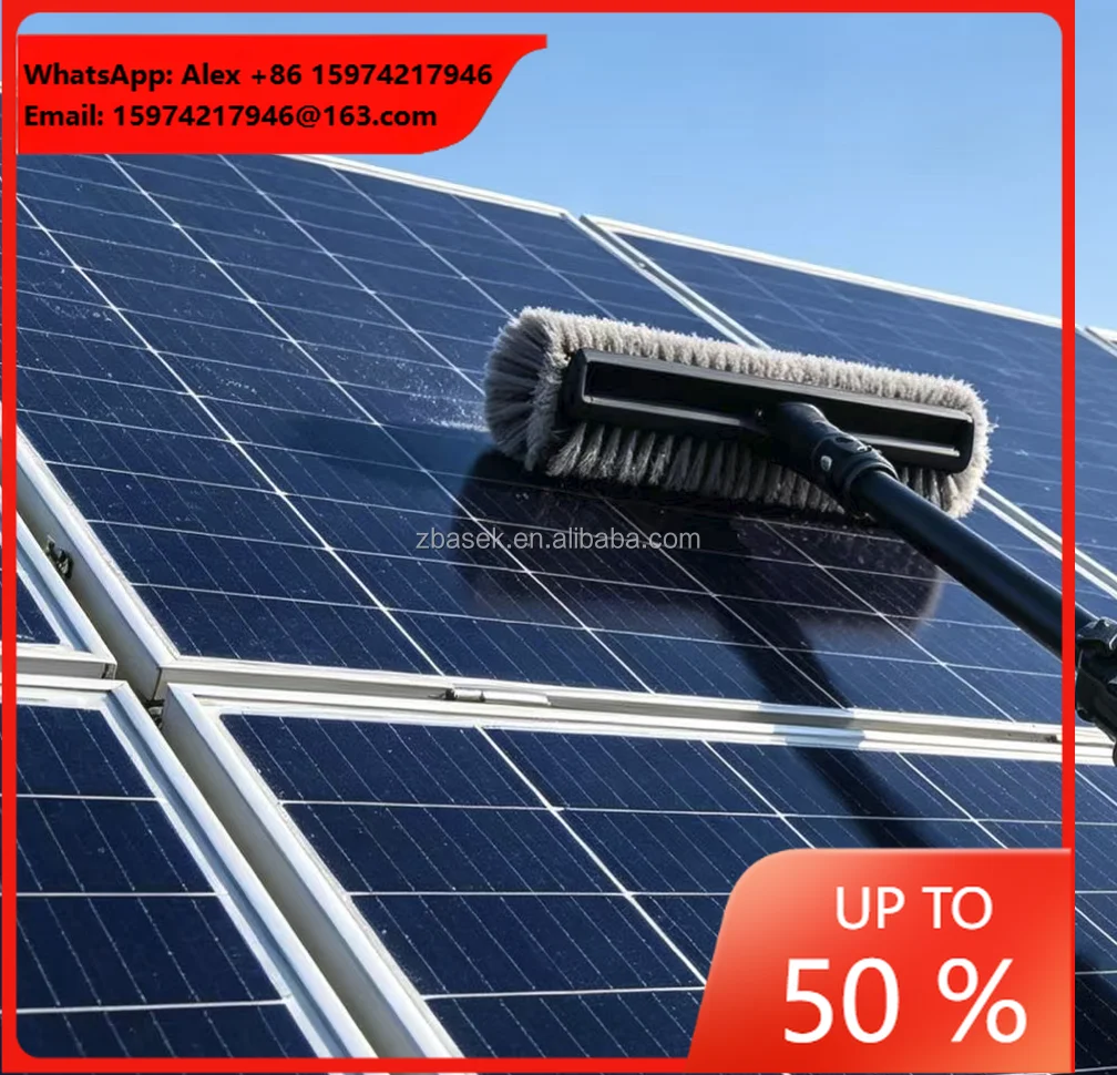 Portable Solar Panel Cleaning Tool With Telescopic Extension Pole Soft Bristle Brush For Efficient Outdoor Maintenance