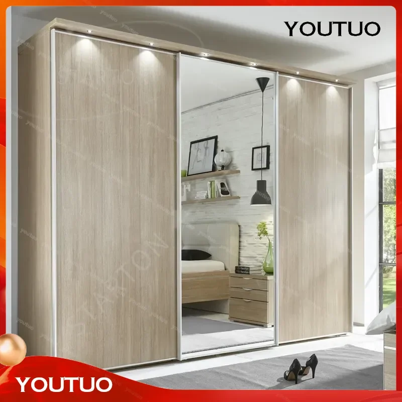 Modern Design Modular Mirrored Sliding Door Wardrobe Custom Closet Hardware Accessories