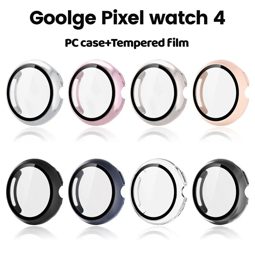 PC Case+film for Google Pixel Watch 4 45mm 41mm Bumper Half-around Anti-scratch Protective Cover + Screen Protector Accessories