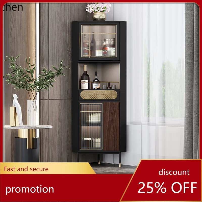 

LXC Living Room Corner Cabinet Solid Wood Glass Storage Cabinet Corner Cabinet