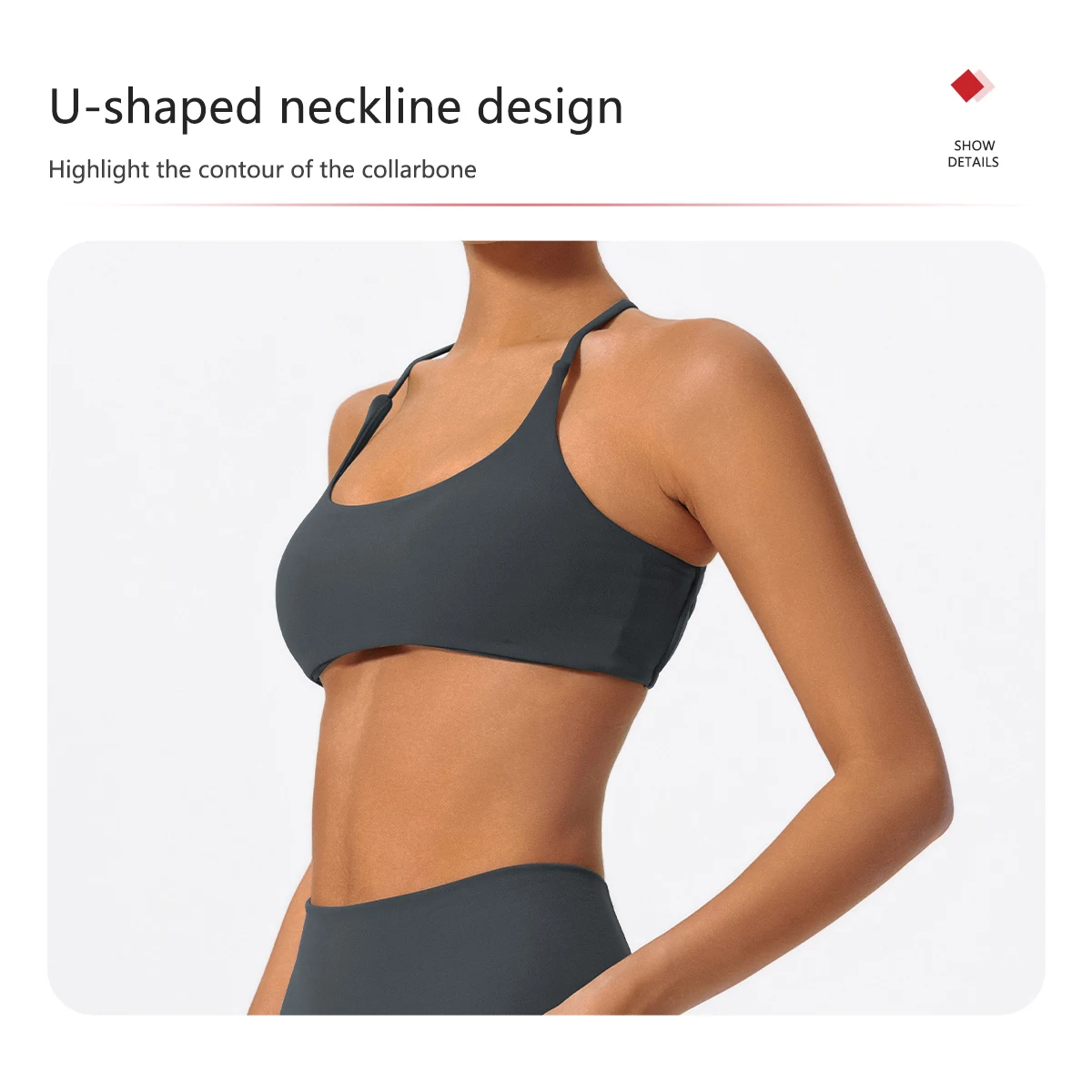 Hearuisavy Sommer Damen Sport-BH Unterwäsche Sportbekleidung Gym-Top Yoga-Kleidung Atmungsaktiv Schnelltrocknend Lauf-Pilates-Fitness-Top – Detail 6