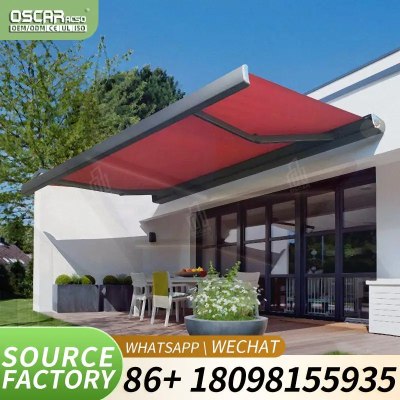Motorized Retractable Patio Roof System with Waterproof Louver Design for Outdoor Backyard Garden Retractable Awning