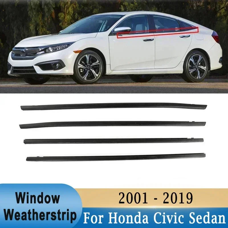 

Car Window Glass Weatherstrip Seal Belt Trim Sealing Strips for Honda Civic Sedan 2001 - 2019 Rubber Outer Window Glass Seal