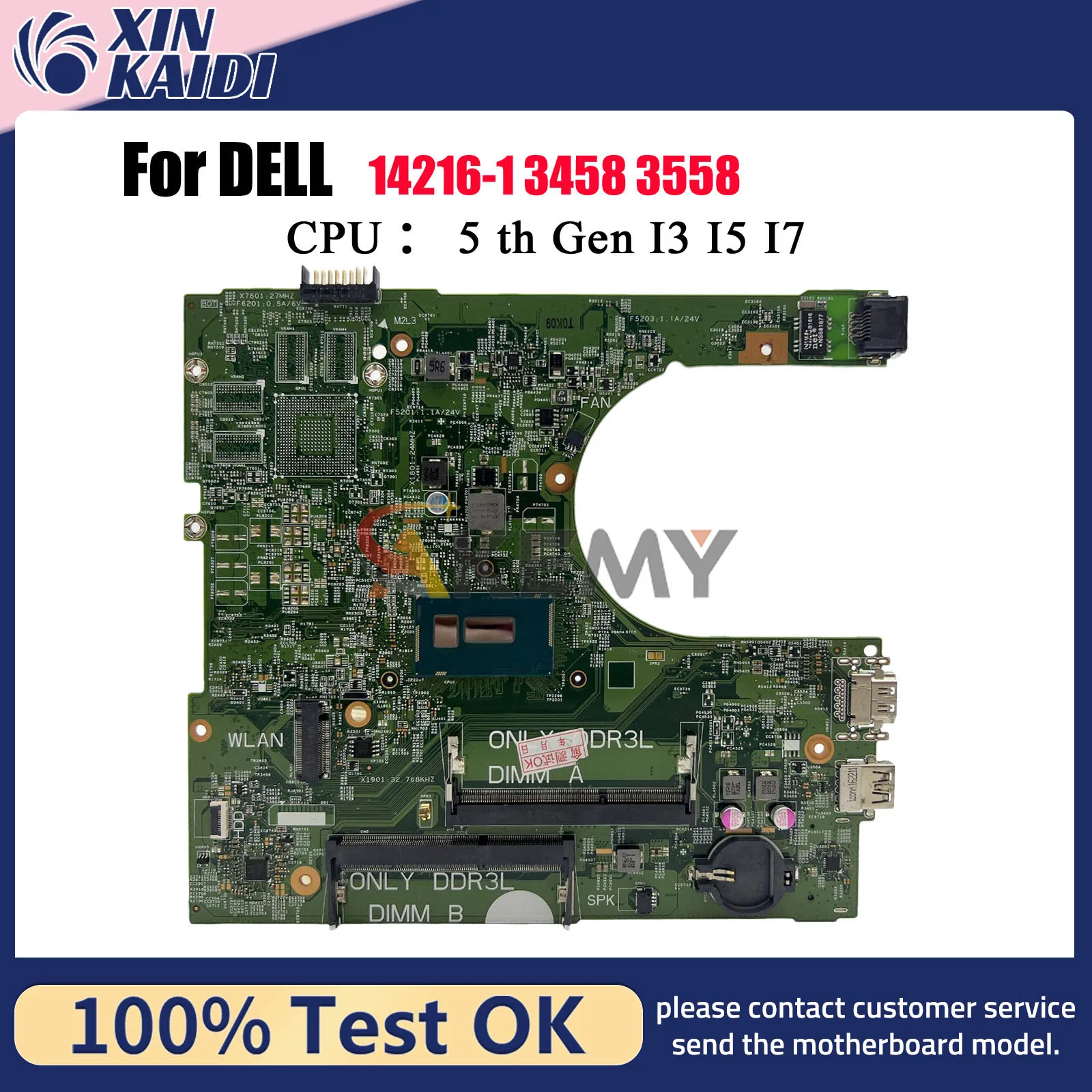 

Материнская плата для ноутбука DELL Inspiron 15 3458 3558, с процессором i3 i5 i7 CN-0MHDT2 0MY4NH IRIS 14216-1 DDR3, 100% полностью протестирована