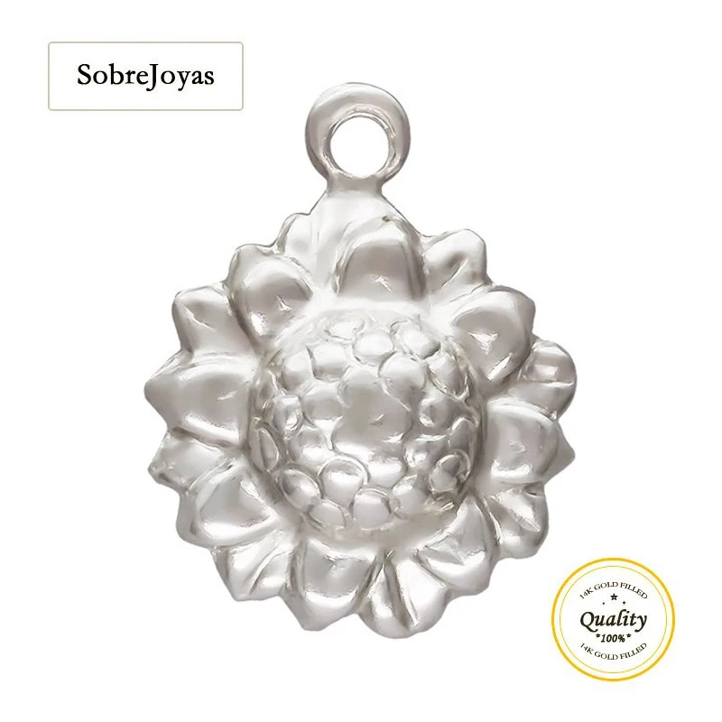 9mm Sunflower Charm 925 Sterling Silver Sunflower Head Charms Summer Flower Necklace Earrings Pendant Jewelry Making Accessories