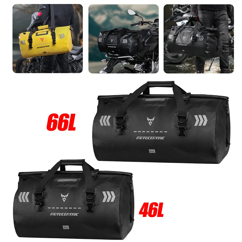 46L 66L Motorcycle Bag Waterproof Back Seat Trunk Bags Travel Luggage Carrier Portable Saddle Outside Cycling for Long Journey