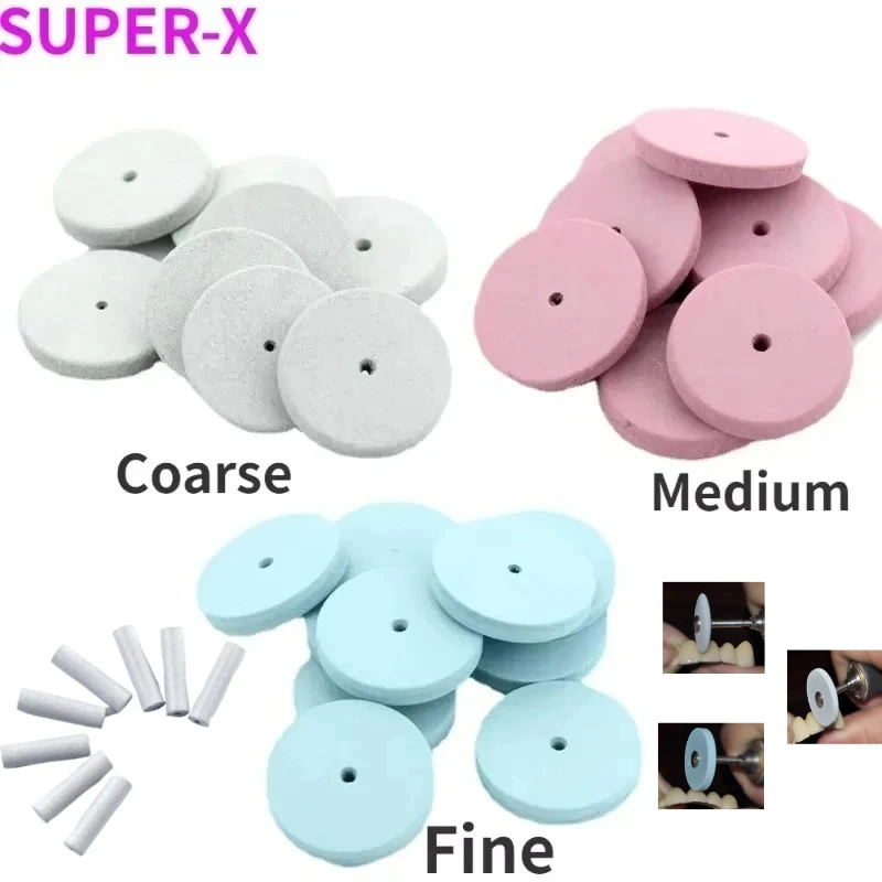 

100PCS Dental Coarse/Medium /Fine Silicon Rubber Polisher Used for Polishing Porcelain Resin 22mm Dental Silicon Rubber Wheel