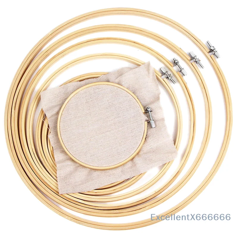 1 Pcs Embroidered Stretch Embroidery Hoops Tool Embroidery Cross- Wooden Frame Hoop Circle Embroidery Shed DIY Tool Kit