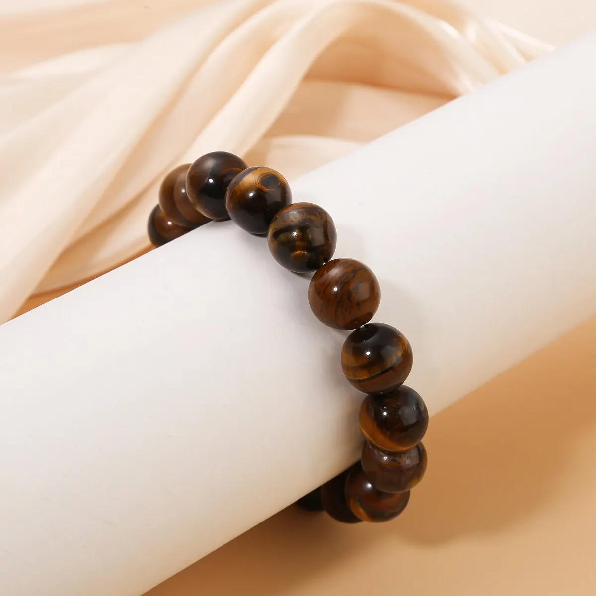 Fashion Tiger Eye Bracelet For Man Women Natural Stone Elastic Bracelet Female Male Glass Beaded Bracelet Heal Jewelry