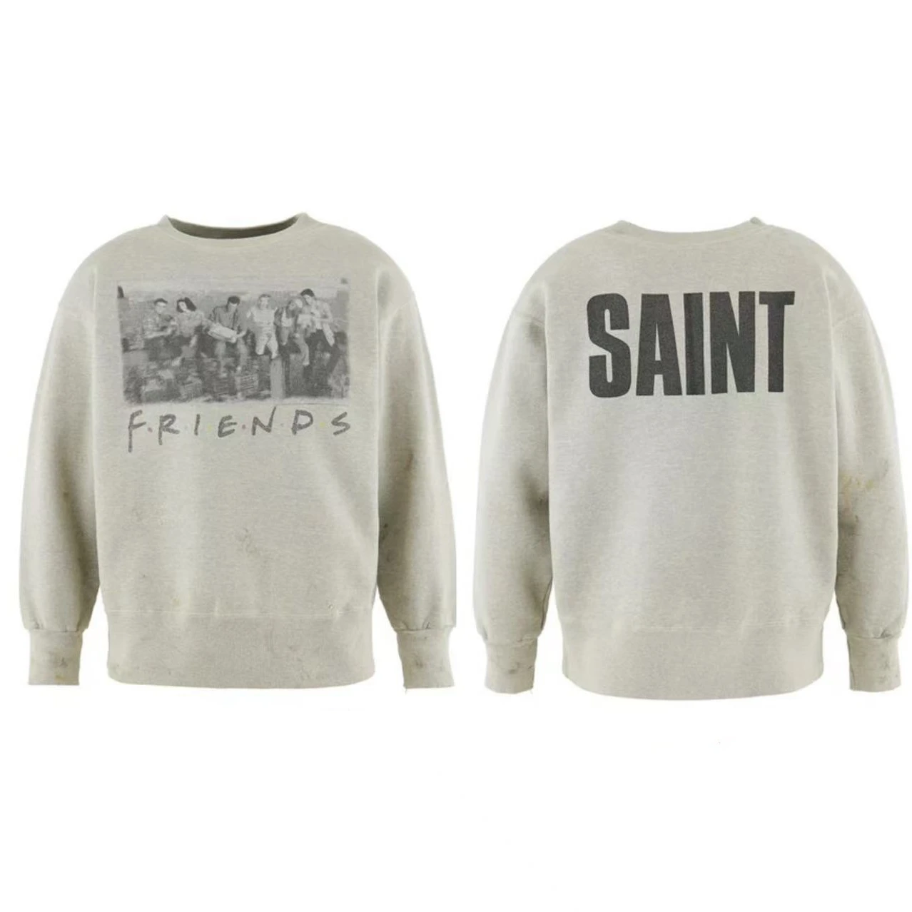 

Washed Saint RD-GREW NECK SWEAT FRIENDS толстовки для мужчин и женщин уничтовая толстовка с круглым вырезом