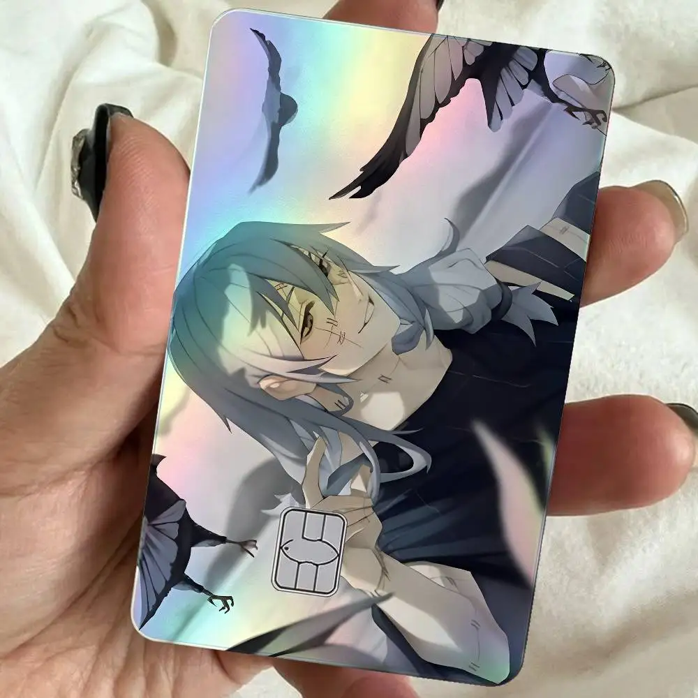 Anime J-Jujutsu Kaisen Mahito 4Pcs Holographic Laser Card Stickers - Rainbow Shimmer Waterproof Skin For Credit & Bank Cards