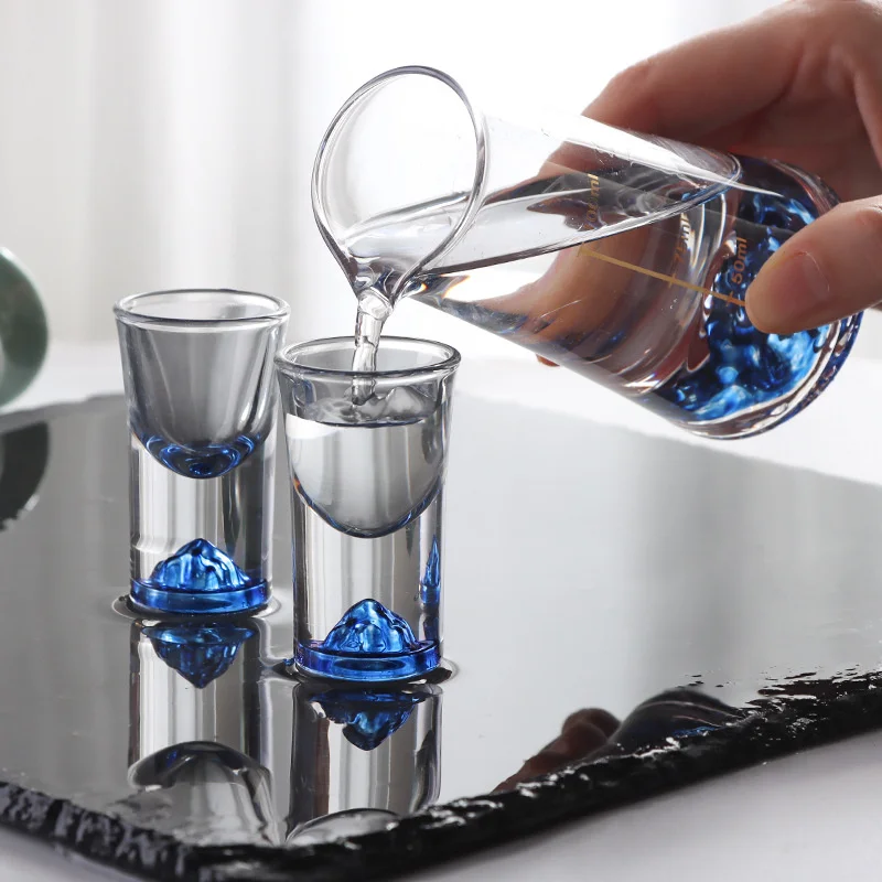 Klein Blue 3D Iceberg Liquor Shot Glass Wine Decanter Mountain IKB Crystal White Spirit Cup Pot Vodka MINI Wineglass Dispenser