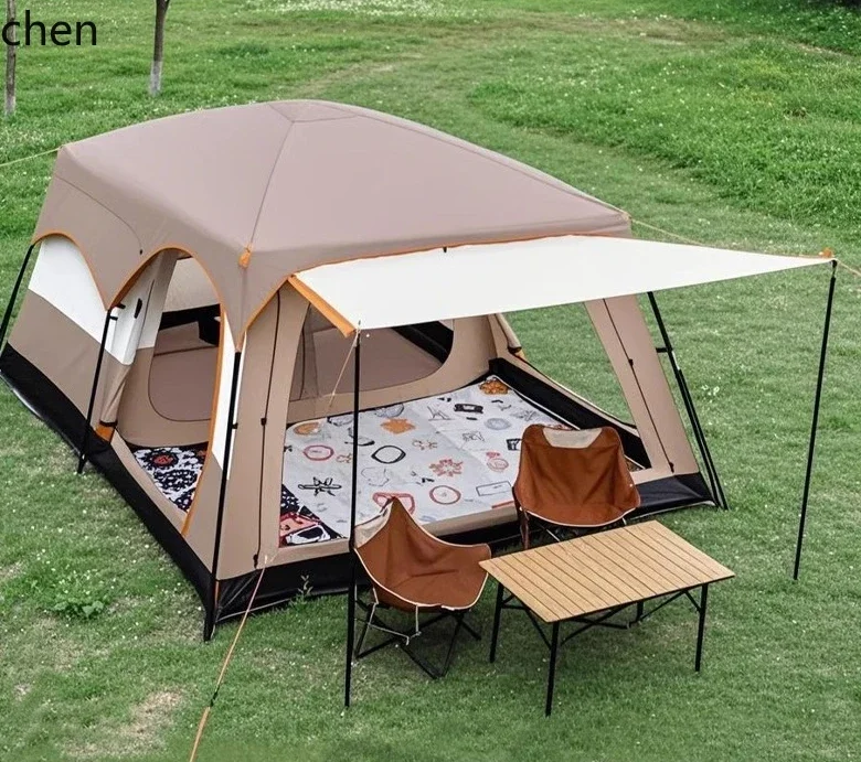 A3-3 tent outdoor folding portable two-bedroom and one-hall camping thickened rainproof and sunscreen camping equipment