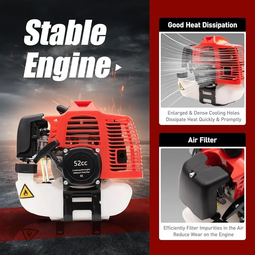 52cc 2.3HP เครื่องกวาดแก๊สเดินด้านหลังไม้กวาดที่มีประสิทธิภาพทนทาน High Power เครื่องยนต์สนามหญ้ากรวดสนามหญ้าทําความสะอาด