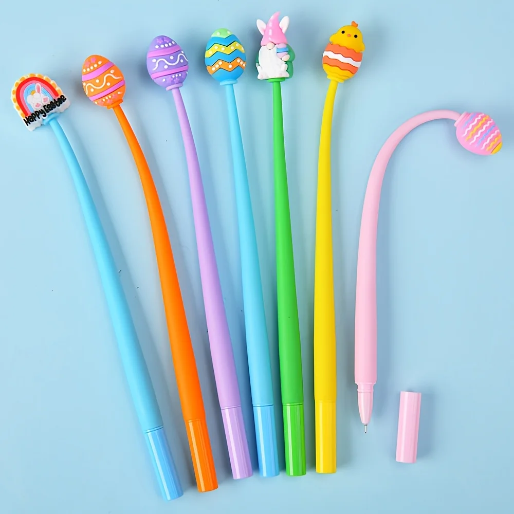 8pcs Easter Series Shake Pens|Egg and Rabbit Design,0.5mm Medium Point,Ideal for Back-to-School and Easter Gift,Plastic Material