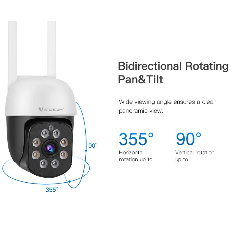 VStarcam C662 3MP Outdoor WIFI Camera Security 3MP Full Color Night Vision Motion Detection Two Way Audio Video Surveillance Cam