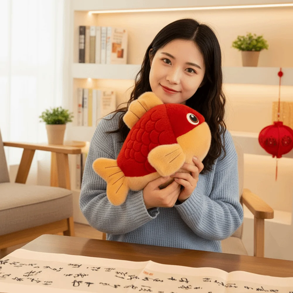 New Popular Cute Simulated Red Carp Material Stuffed Carp Fish Cartoon Captured In Reality Koi Abundant Harvest