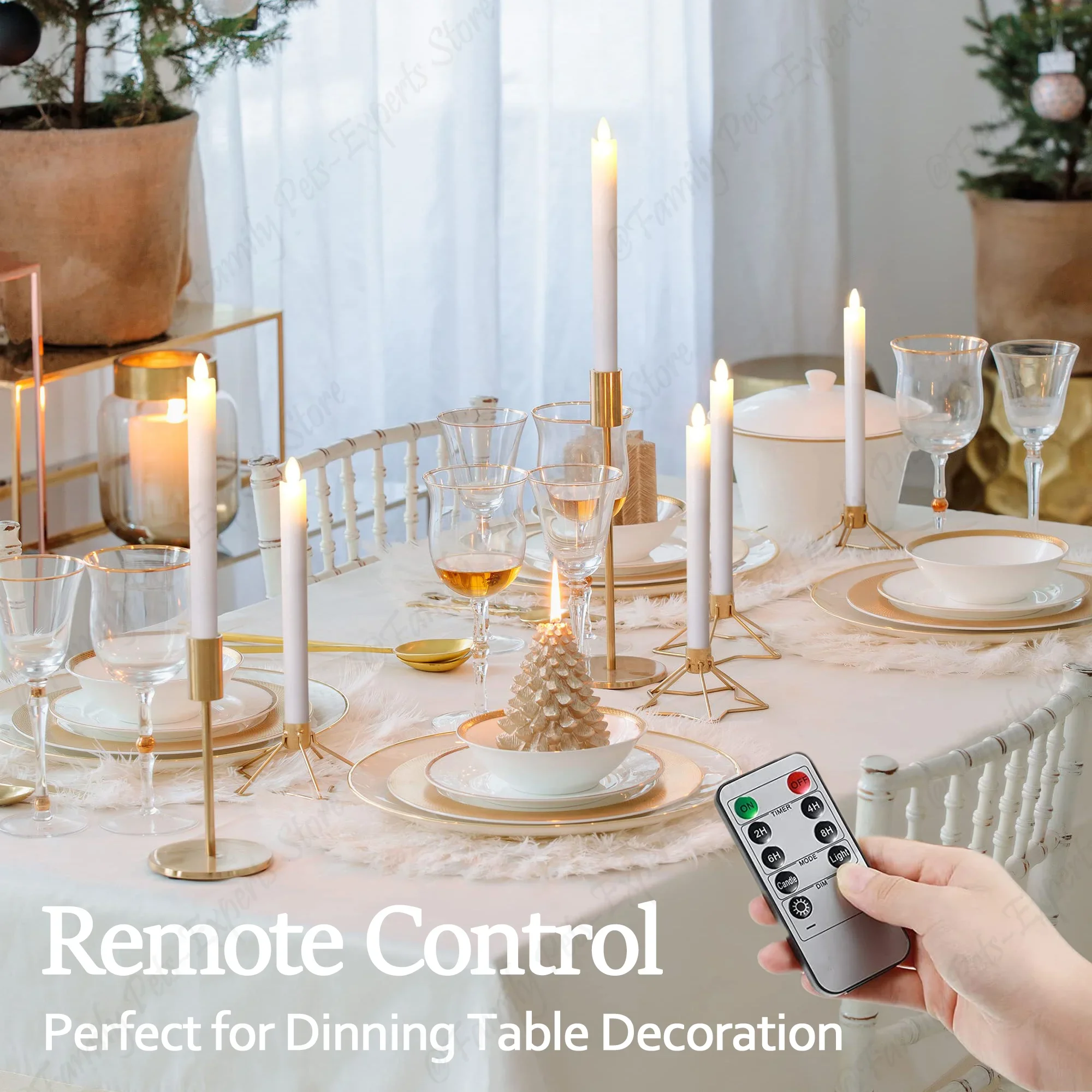 30Pcs LED Taper Candles Wedding Lot Flickering Flame Long Candles with Remote Control/Timer Battery Powered Romantic Candle