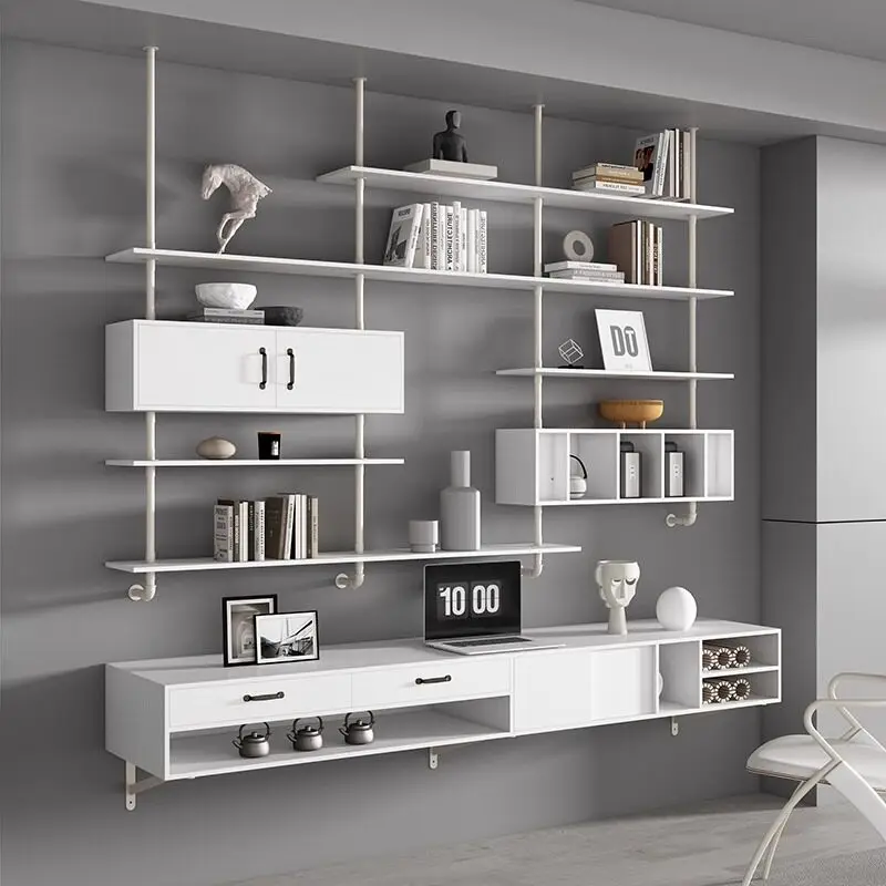 Modern Solid Wood Floating Desk Italian Minimalist Study Bedroom Study Table Creative Living Room Furniture Плавучий Стол FYFD view 5