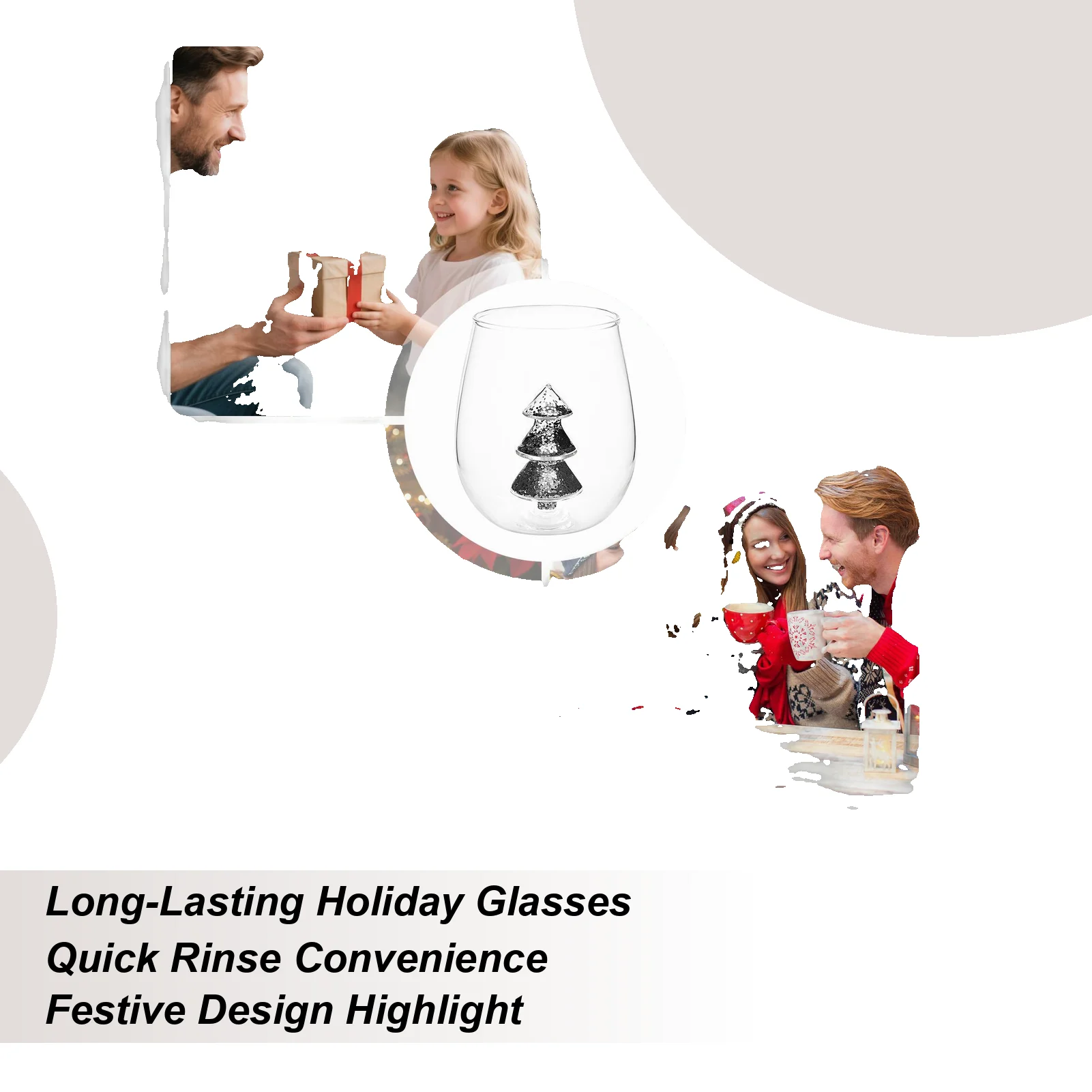 

Christmas Glasses Drinkware Anti-Tip Christmas Decorations Holiday Tree Wine Glasses Drinking Cups For Home Office Bedroom
