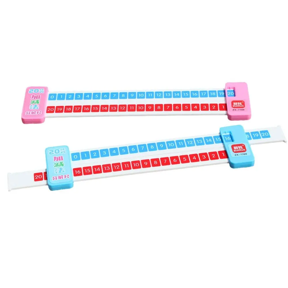 Pink/Blue Math Decomposition Ruler Portable Within 20 Addition Ruler Plastic Teaching Demonstration Subtraction Ruler