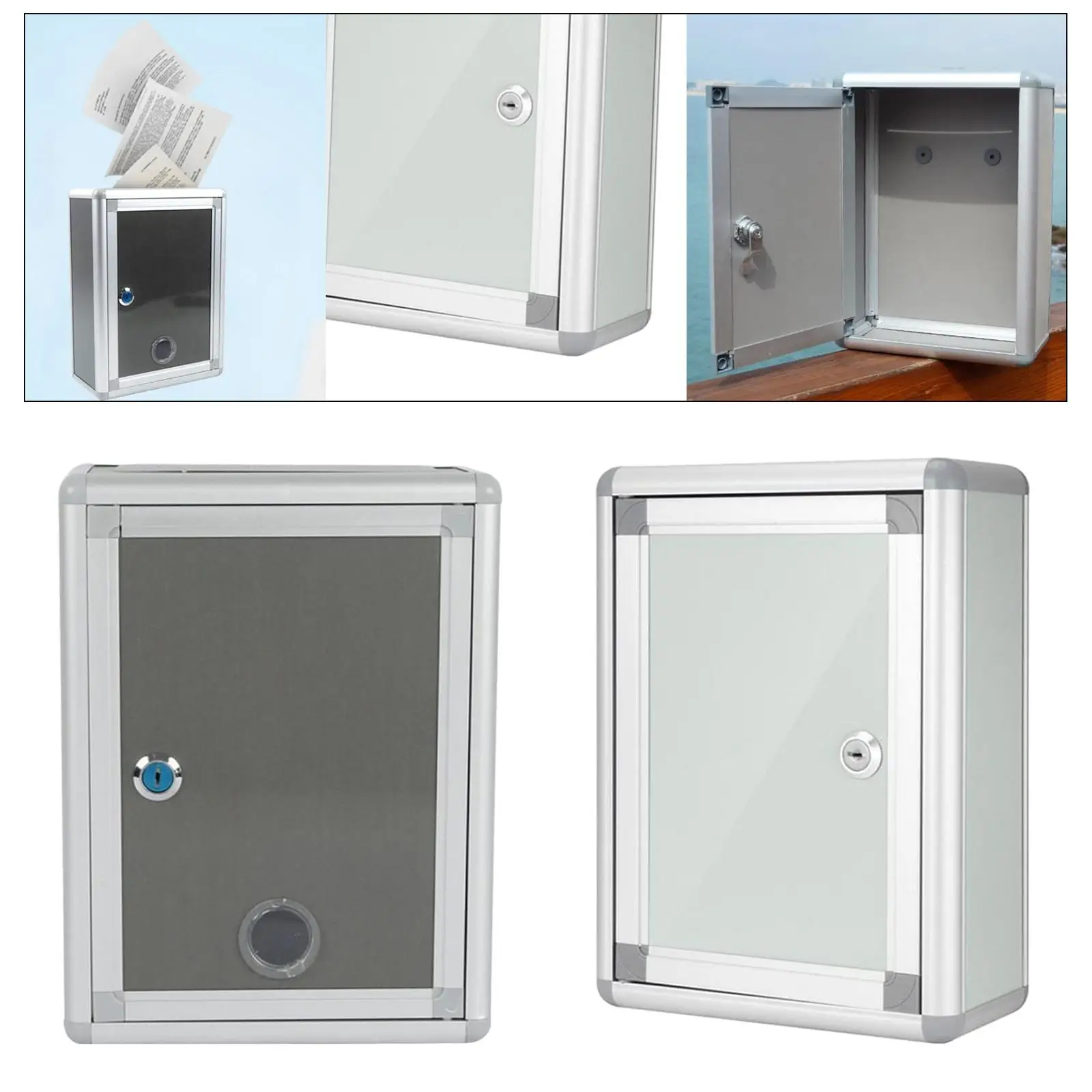 Locking Mailbox Wall Mount Letterbox Rainproof Suggestion Boxes &2 Keys